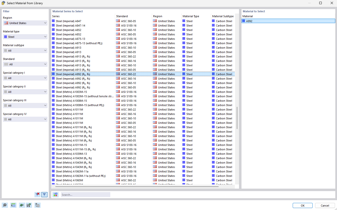 Scelta del materiale appropriato dall'ampia libreria