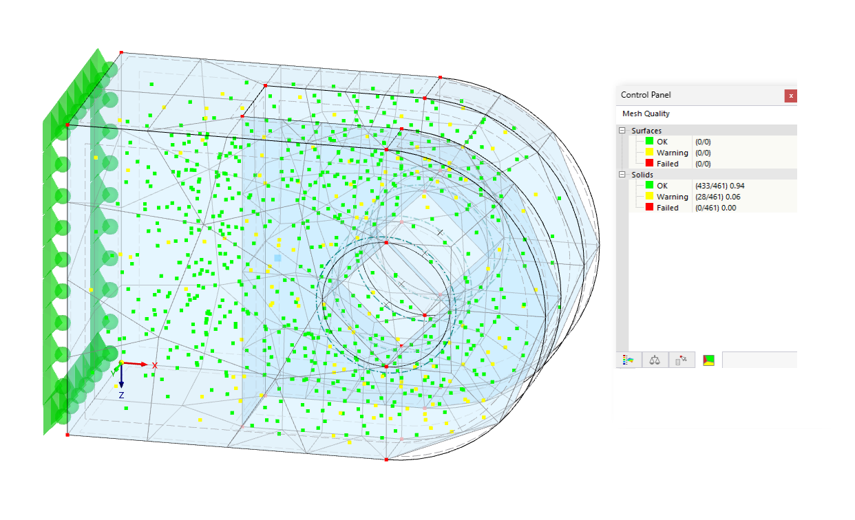Visualizzazione della qualità calcolata di una mesh tramite una valutazione dei criteri