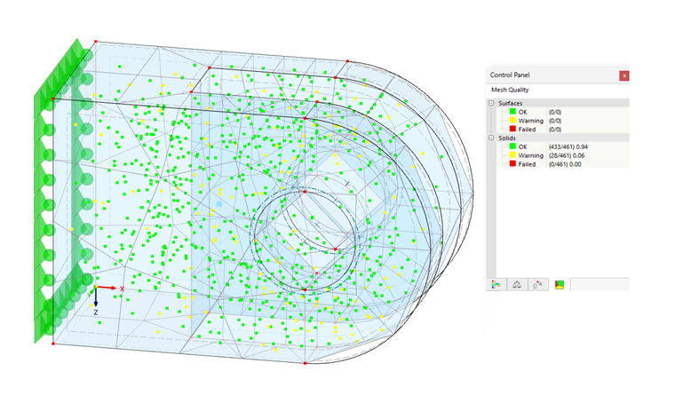 Visualizzazione della qualità calcolata di una mesh tramite una valutazione dei criteri