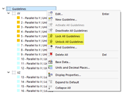 Menu contestuale Linee ausiliarie nel navigatore