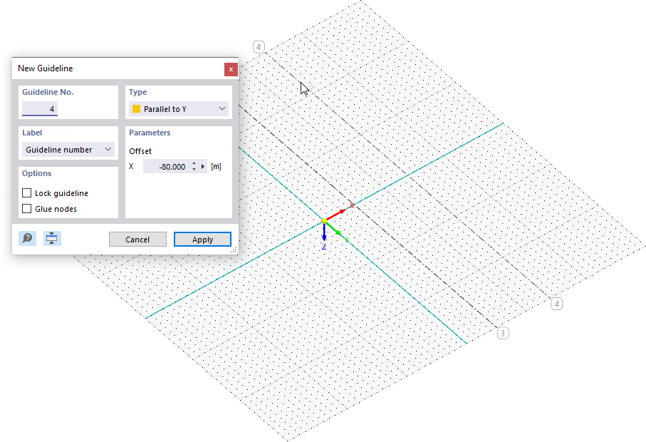 Imposta graficamente le linee ausiliarie