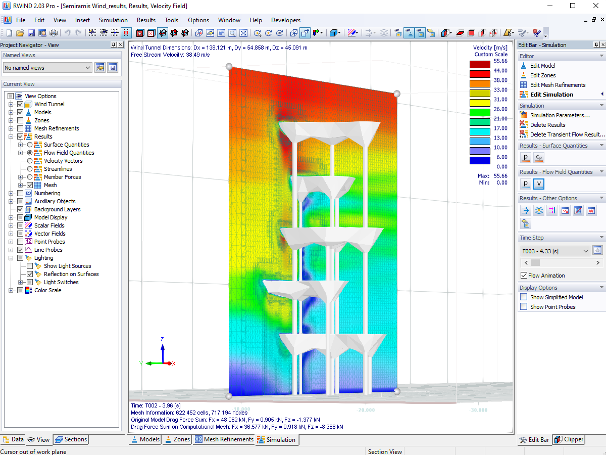 Modello di torre con flusso transitorio in RWIND