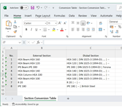 Tabella di conversione per l'esportazione in excel