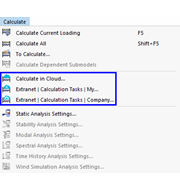 Menu "Calcola" per i calcoli cloud