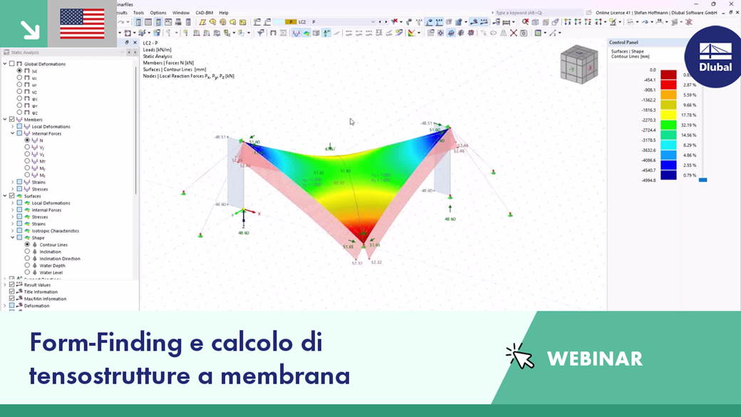 Esplora nel dettaglio il processo di form-finding e analisi per le strutture a membrana con gli strumenti computazionali avanzati di RFEM 6.