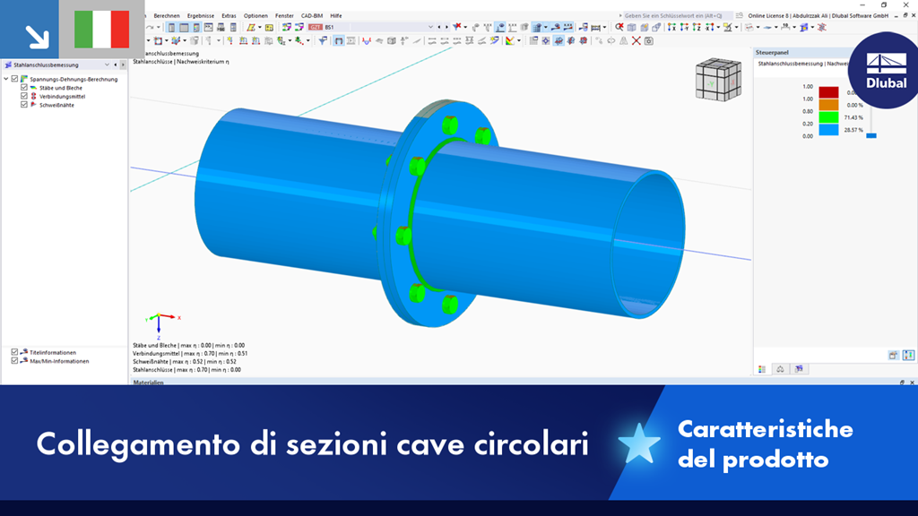 Collegamento di sezioni cave circolari