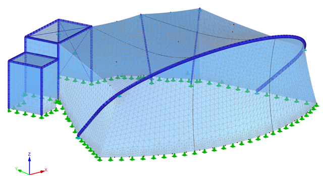 CP 001287 | Modello 3D per l'analisi strutturale in RFEM 5 con RF-FORM-FINDING
