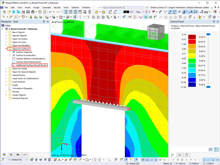 FAQ 005432 | Come posso impostare punti definiti dall'utente per i valori dei risultati sulle superfici in RFEM 6?