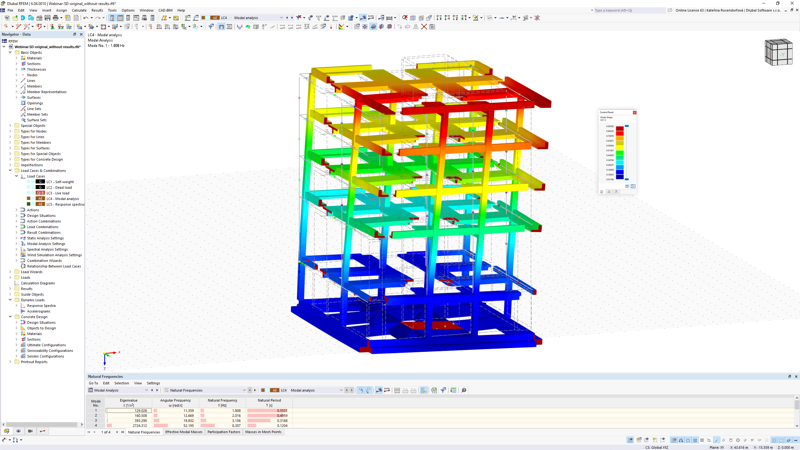 Modello di struttura in c.a. in RFEM con opzioni di verifica del calcestruzzo e giunto a fungo