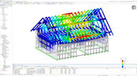 Modello di costruzione in legno che mostra gli elementi strutturali di una casa in legno. Visualizzazione dei dettagli di collegamento e delle travi.