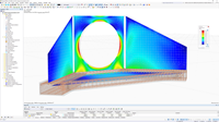 Testata di tombino in calcestruzzo modellata nel software RFEM, che mostra i dettagli strutturali.
