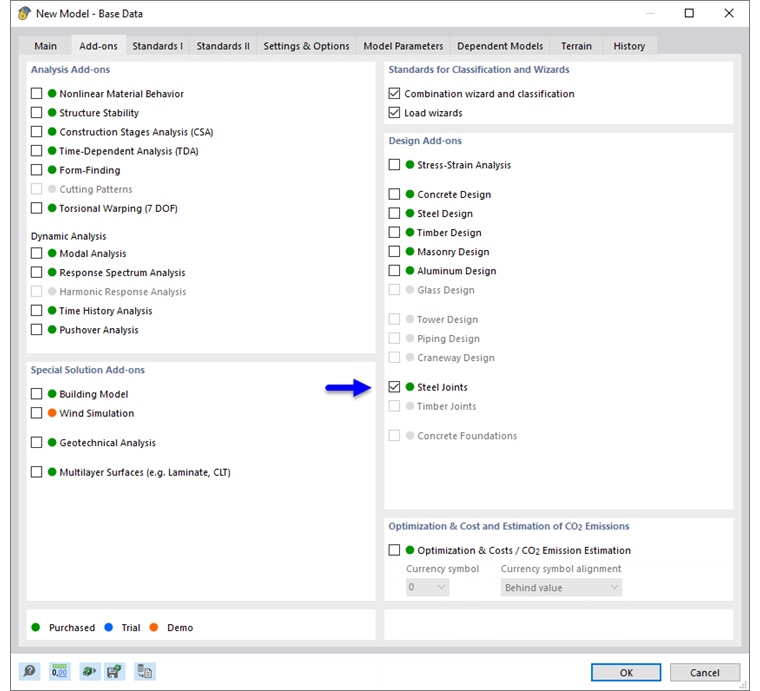 Attivazione dell'add-on Giunti acciaio