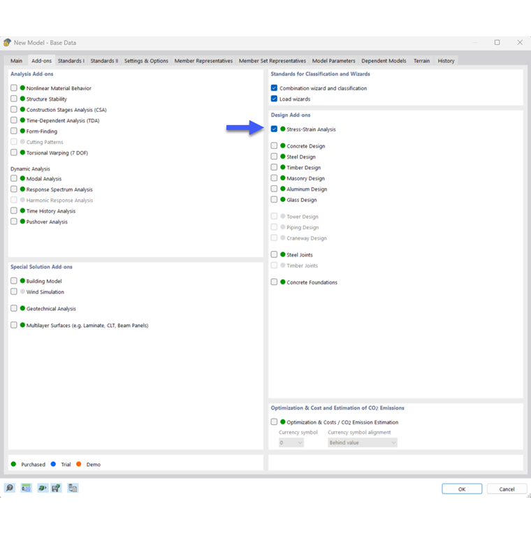 Attiva add-on "Analisi Tensioni-Deformazioni"