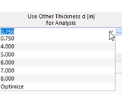 Seleziona un altro spessore per l’analisi