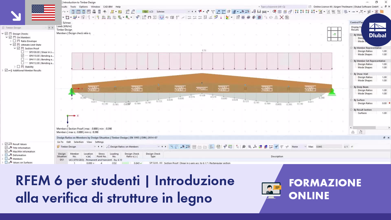 RFEM 6 per studenti | Introduzione alla verifica di strutture in legno