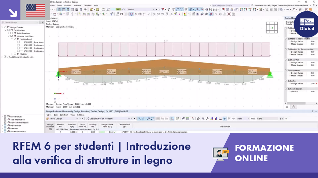RFEM 6 per studenti | Introduzione alla verifica di strutture in legno