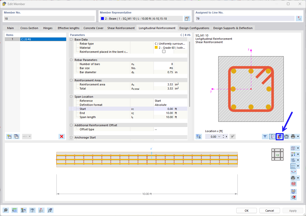 Pulsante "Informazioni sulla sezione"