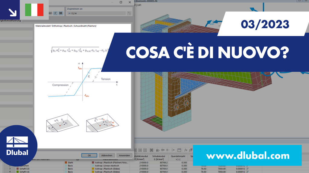 Visualizzazione delle nuove funzioni in RFEM 6 e RSTAB 9, aggiornamento di Marzo 2023.