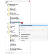 Definizione di armatura a punzonamento tramite il menu contestuale del navigatore