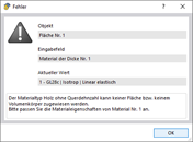 FAQ 005576 | Perché viene visualizzato un messaggio di errore sul materiale non valido quando si definiscono le superfici in legno?