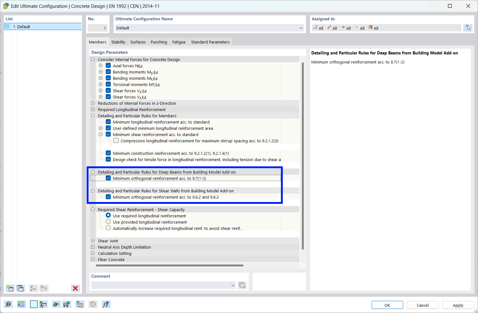 Considerare regole di progettazione per travi simili a pareti e diaframmi del modello di edificio
