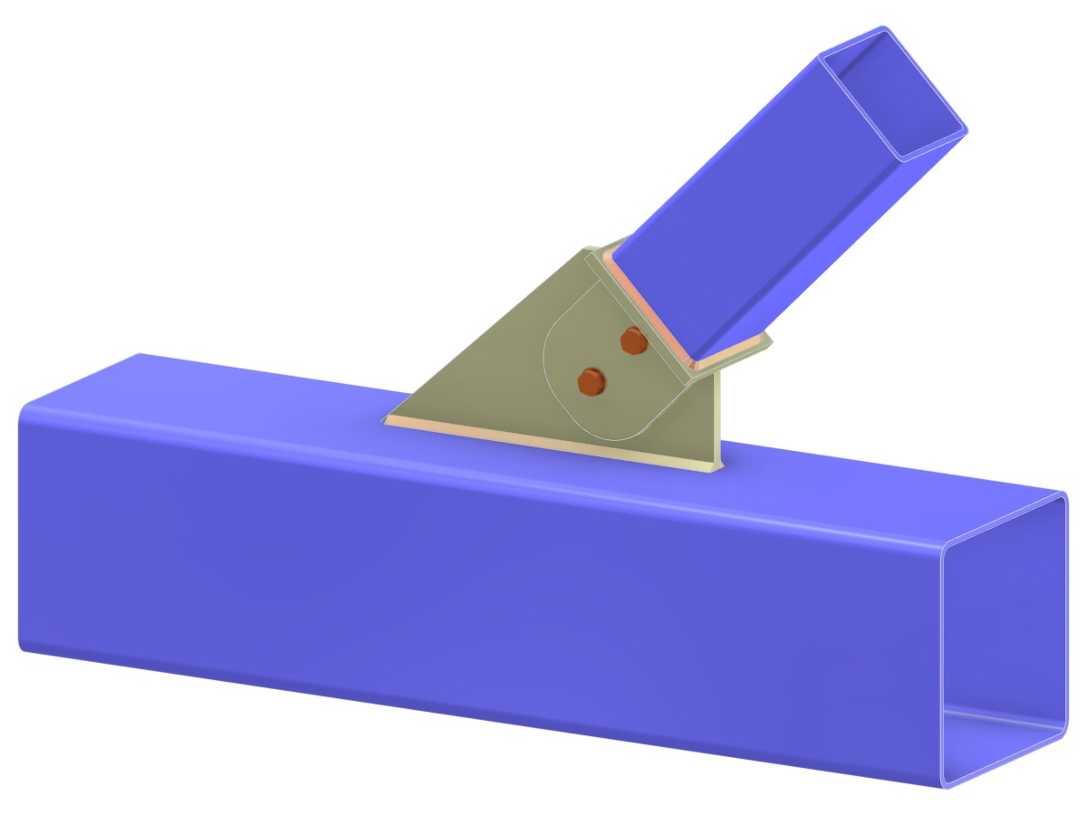 Modello 005222 | Traliccio - Giunto a Y | Collegamento diagonale-corrente tramite fazzoletto, tongue plate e piastra di sommità