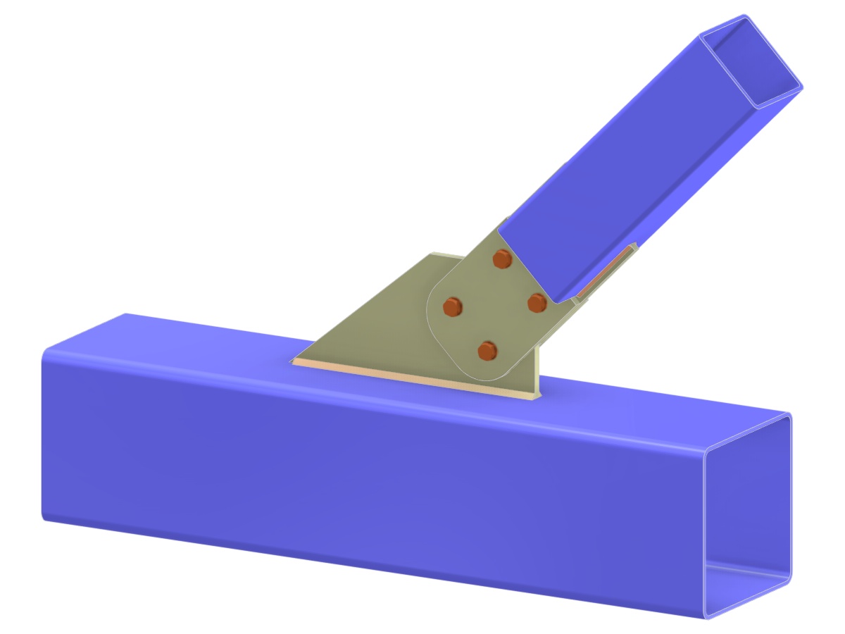 Modello 005225 | Giunto a Y per capriata | Collegamento diagonale-corrente con piastra di nodo, piastra dentellata e piatti di copertura