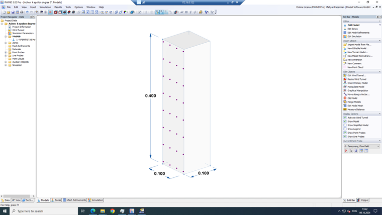 Introduzione del modello sperimentale in RWIND