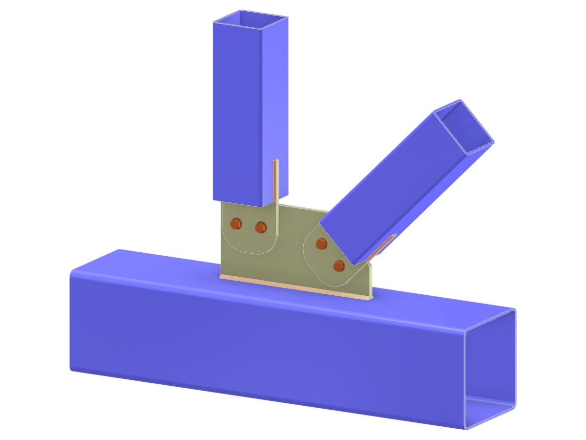 Modello 005247 | Traliccio Giunto a N | Collegamento di Diagonale e Verticale al Corrente tramite Fazzoletto e Tongue plate