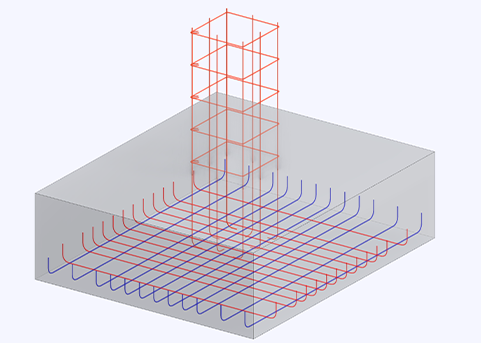 Immagine di fondazione in calcestruzzo con dettagli delle armature per una migliore distribuzione del carico