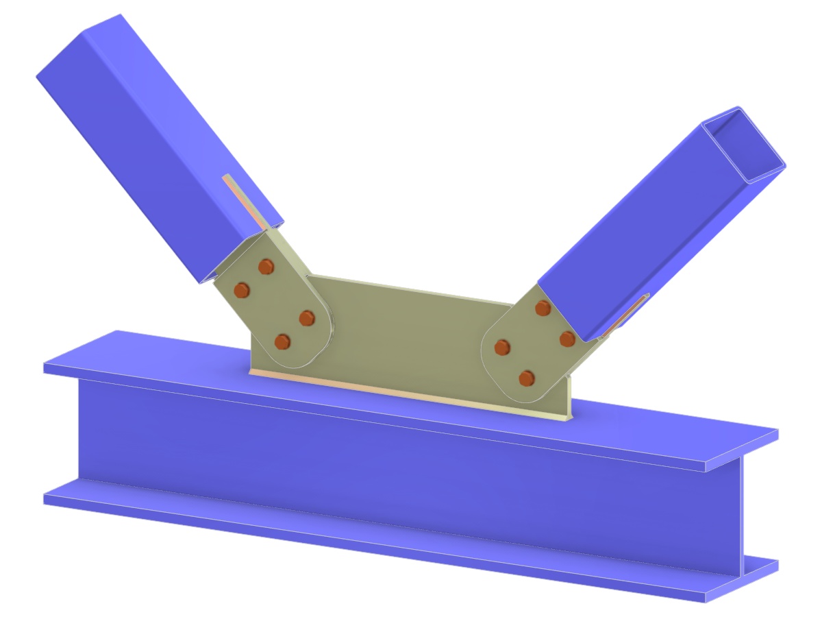 Modello 005284 | Traliccio K-Joint | Collegamento delle diagonali al corrente tramite piastra di nodo, piastra a linguetta e piastre di copertura