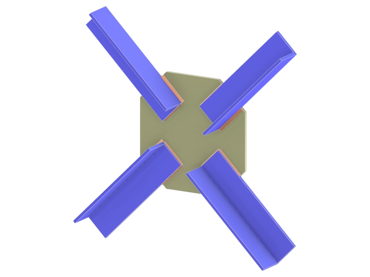 Modello 005339 | Giunto a X di controvento | Collegamento diagonale-diagonale tramite piastra di nodo