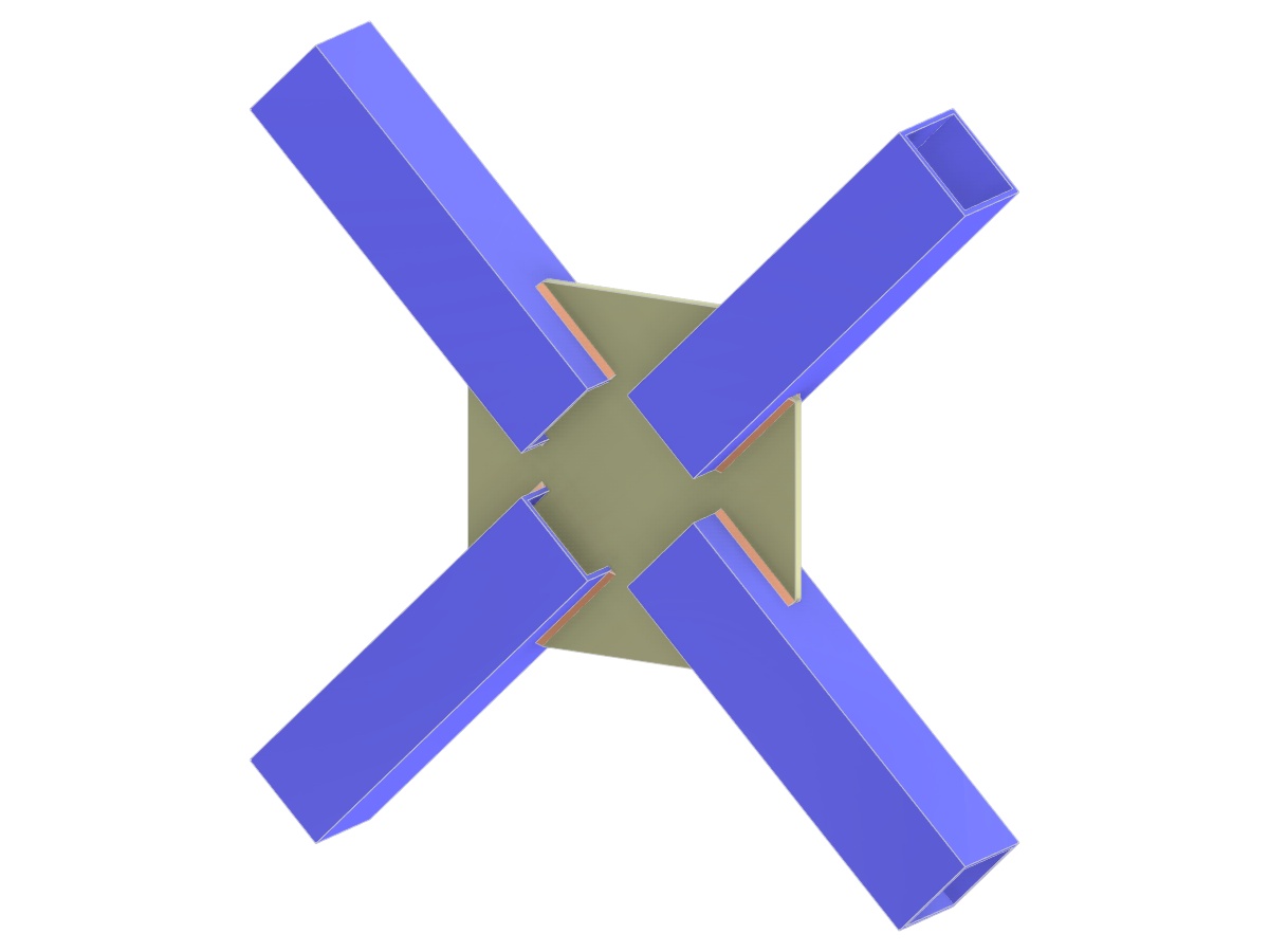 Modello 005340 | Nodo di controvento a X | Collegamento diagonale su diagonale tramite piastra di nodo