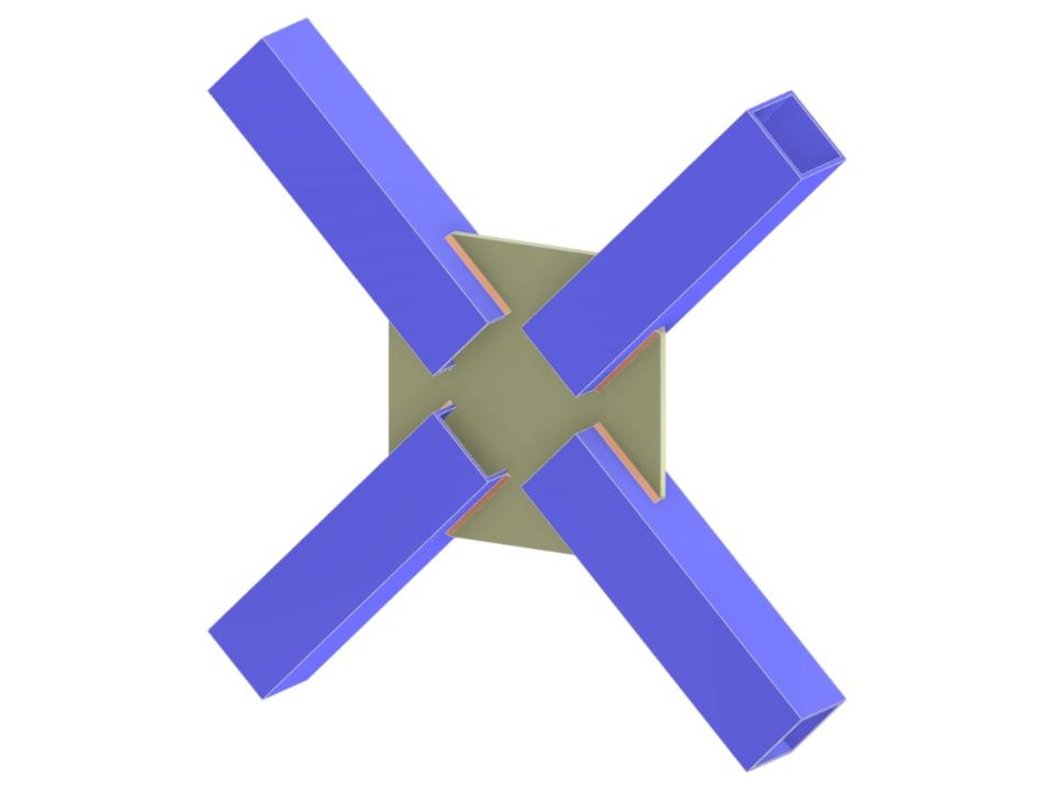 Modello 005340 | Nodo di controvento a X | Collegamento diagonale su diagonale tramite piastra di nodo