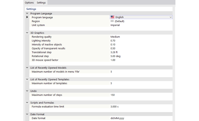 Scheda "Impostazioni"