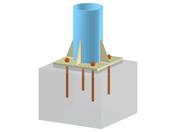 Modello 005416 | Piastra di base di colonna con irrigidimenti e ancoraggio