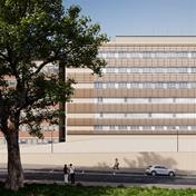 Edificio Volano all'Ospedale di Siena in Italia, illustrazione dei elementi di design strutturale.