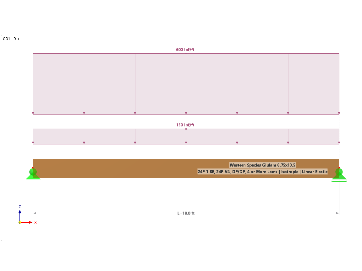 Vista dettagliata di una trave in legno lamellare, che mostra la sua struttura stratificata e gli elementi di collegamento.