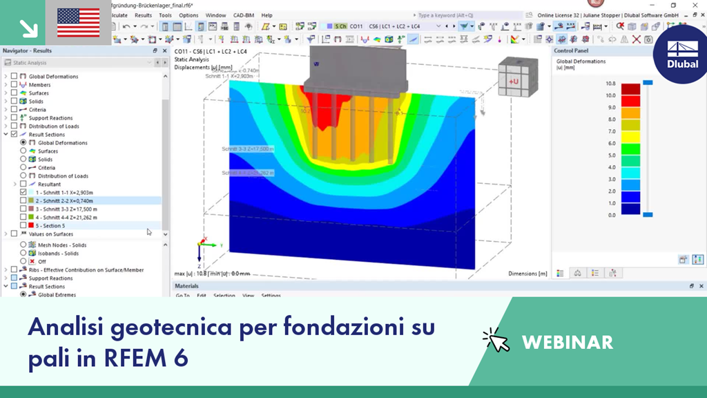 Webinar di analisi geotecnica per fondazioni su pali in RFEM 6