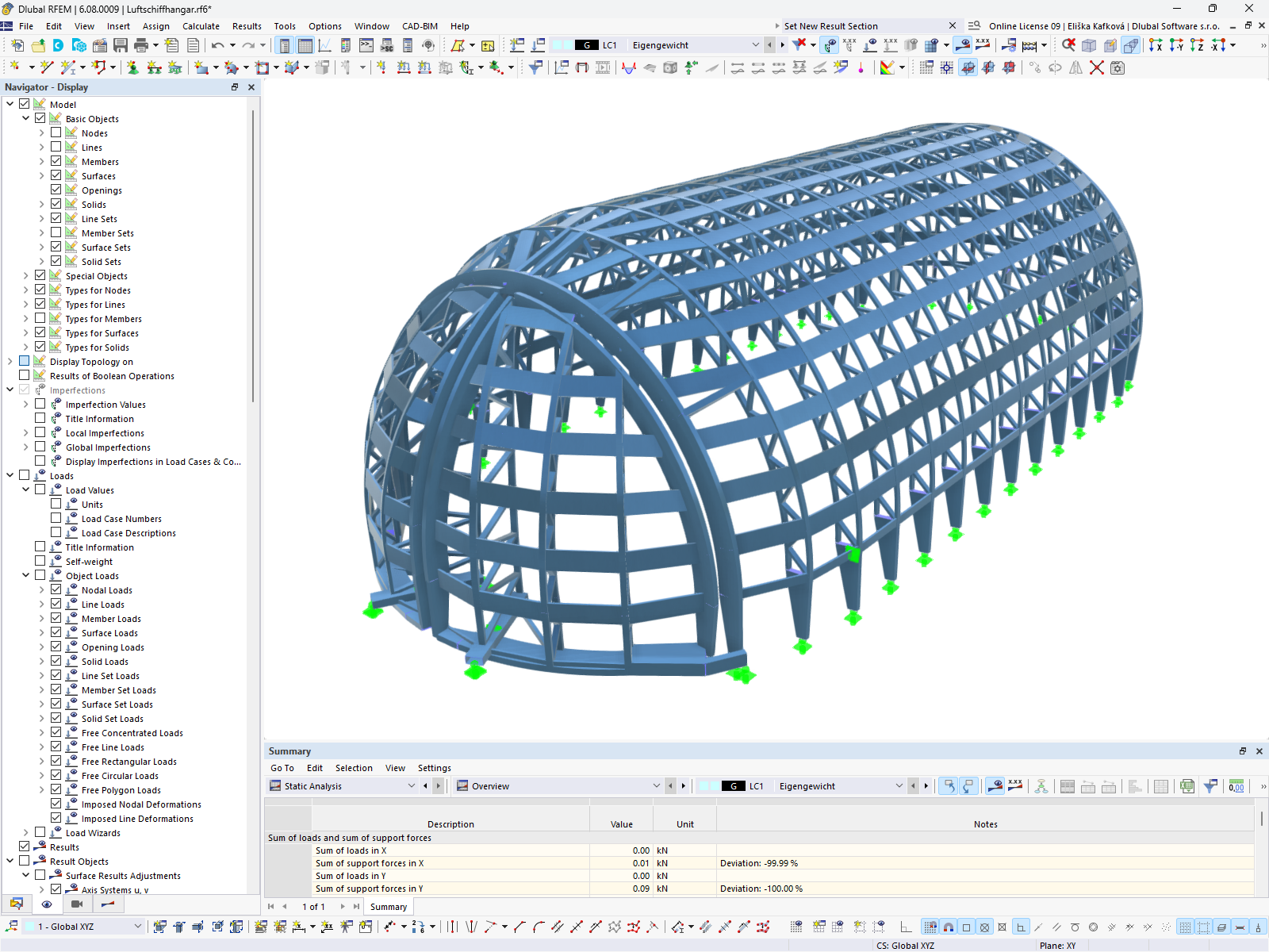 Modello RFEM dell’hangar per dirigibili a Essen-Mülheim | © Marx Krontal Partner, MKP GmbH