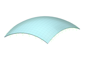 Curved multilayer glass structure with precise layered configuration for design analysis