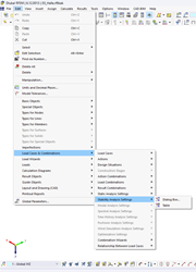 Vista della barra dei menu per la configurazione delle impostazioni di stabilità strutturale nel add-On.