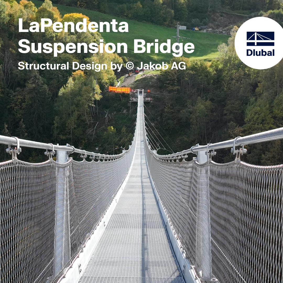 A picturesque view of the LaPendenta Suspension Bridge in Disentis/Mustér, Switzerland.