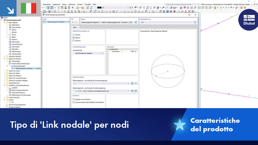 Visualizzazione dell'accoppiamento dei nodi in un modello strutturale