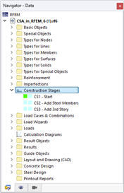 Visualizzazione della navigazione con le fasi costruttive inserite e i relativi dettagli