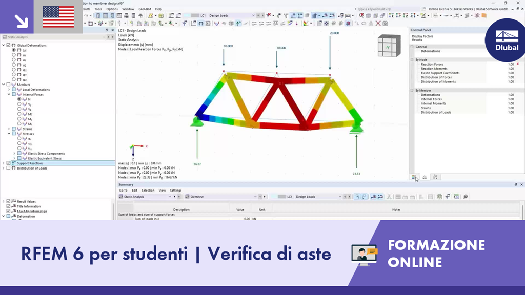 Sessione interattiva sulla progettazione di aste per studenti di ingegneria utilizzando RFEM 6
