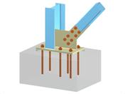 Modello 005669 | Base di colonna con fazzoletto e collegamento diagonale bullonato