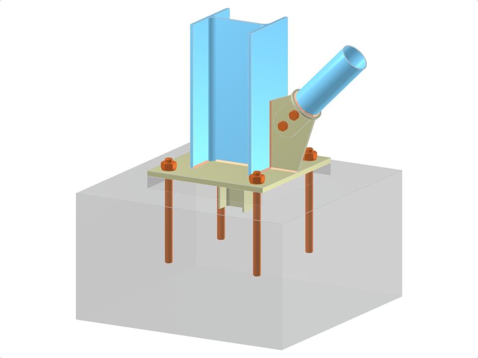 Modello 005694 | Base di colonna con fazzoletto con bugnato e collegamento diagonale bullonato