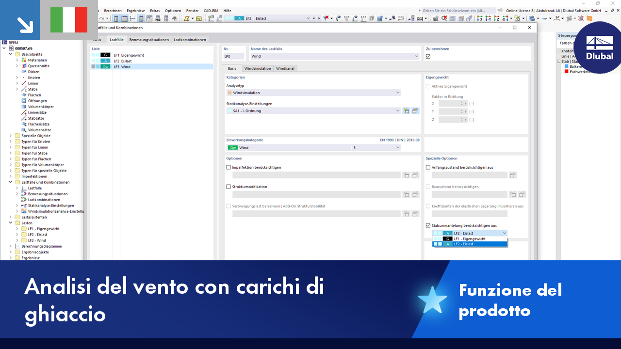 Rappresentazione visiva dell'analisi del vento con turbine eoliche per la simulazione dei flussi in un modello tecnico.