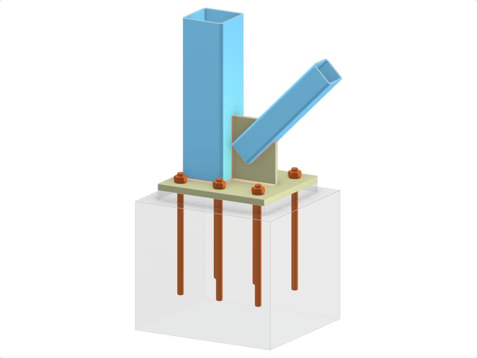 Modello 005716 | Base di colonna con irrigidimento e collegamento diagonale saldato
